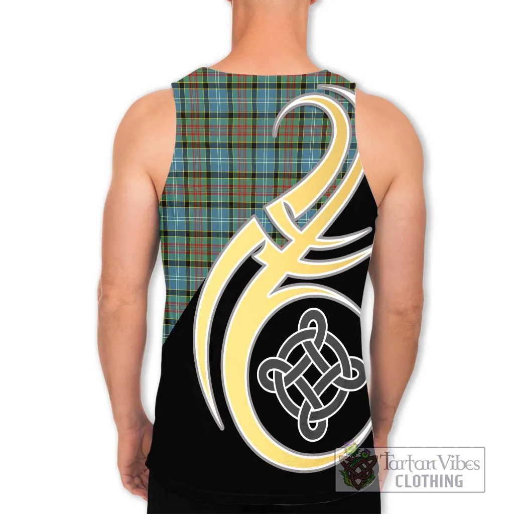 Brisbane Tartan Men's Tank Top with Family Crest and Celtic Symbol Style