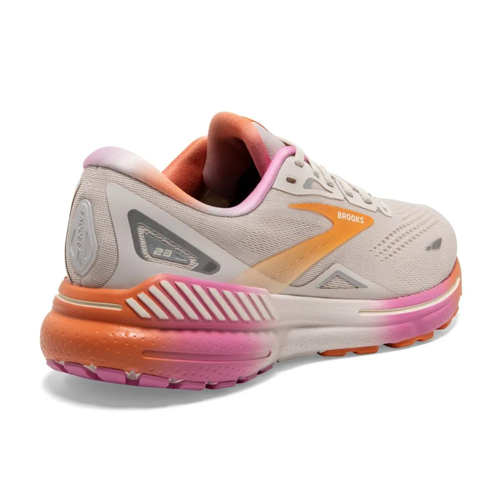 'Brooks' Women's Adrenaline GTS 23 - White Sand / Sunset / Fuchsia