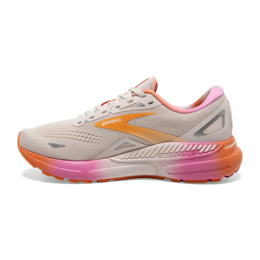 'Brooks' Women's Adrenaline GTS 23 - White Sand / Sunset / Fuchsia