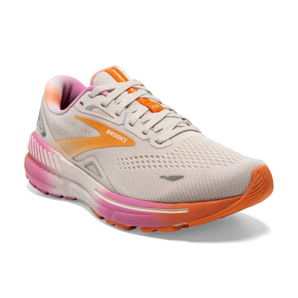 'Brooks' Women's Adrenaline GTS 23 - White Sand / Sunset / Fuchsia