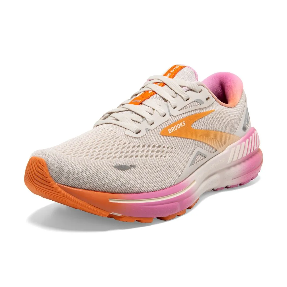 'Brooks' Women's Adrenaline GTS 23 - White Sand / Sunset / Fuchsia