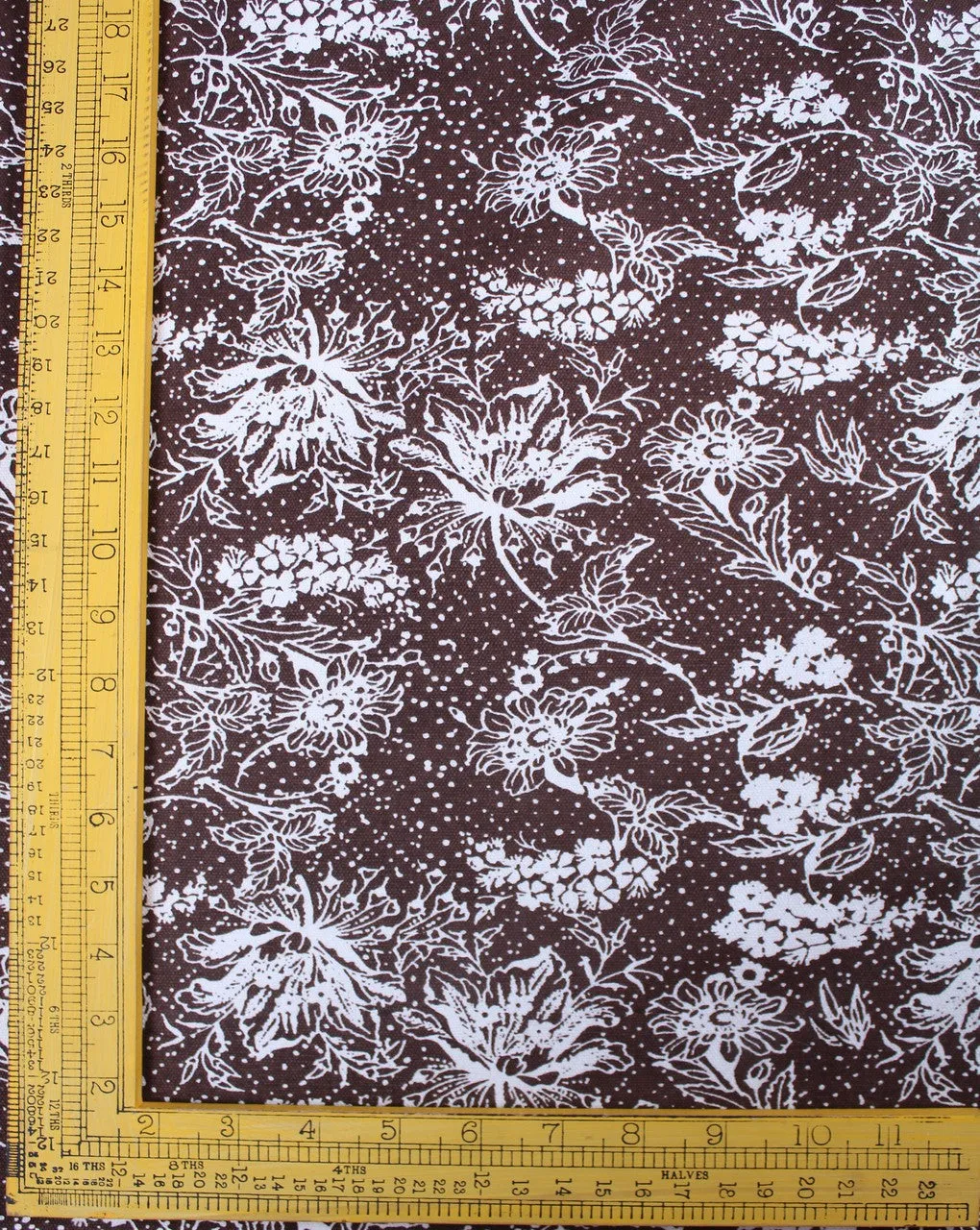 Brown Floral Design Cotton Canvas Fabric