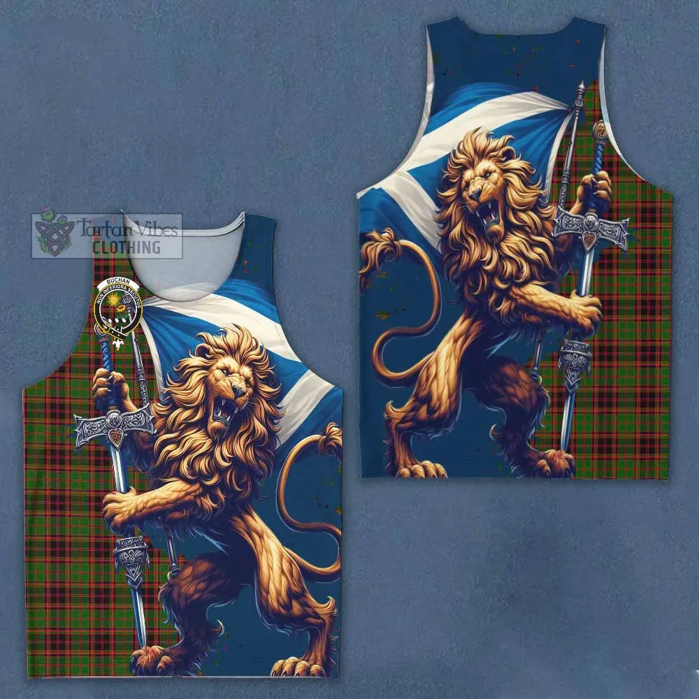 Buchan Tartan Family Crest Men's Tank Top with Scottish Majestic Lion