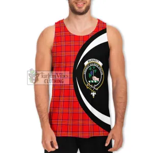 Burnett Modern Tartan Men's Tank Top with Family Crest Circle Style