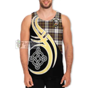 Burns Battalion Weathered Tartan Men's Tank Top with Family Crest and Celtic Symbol Style