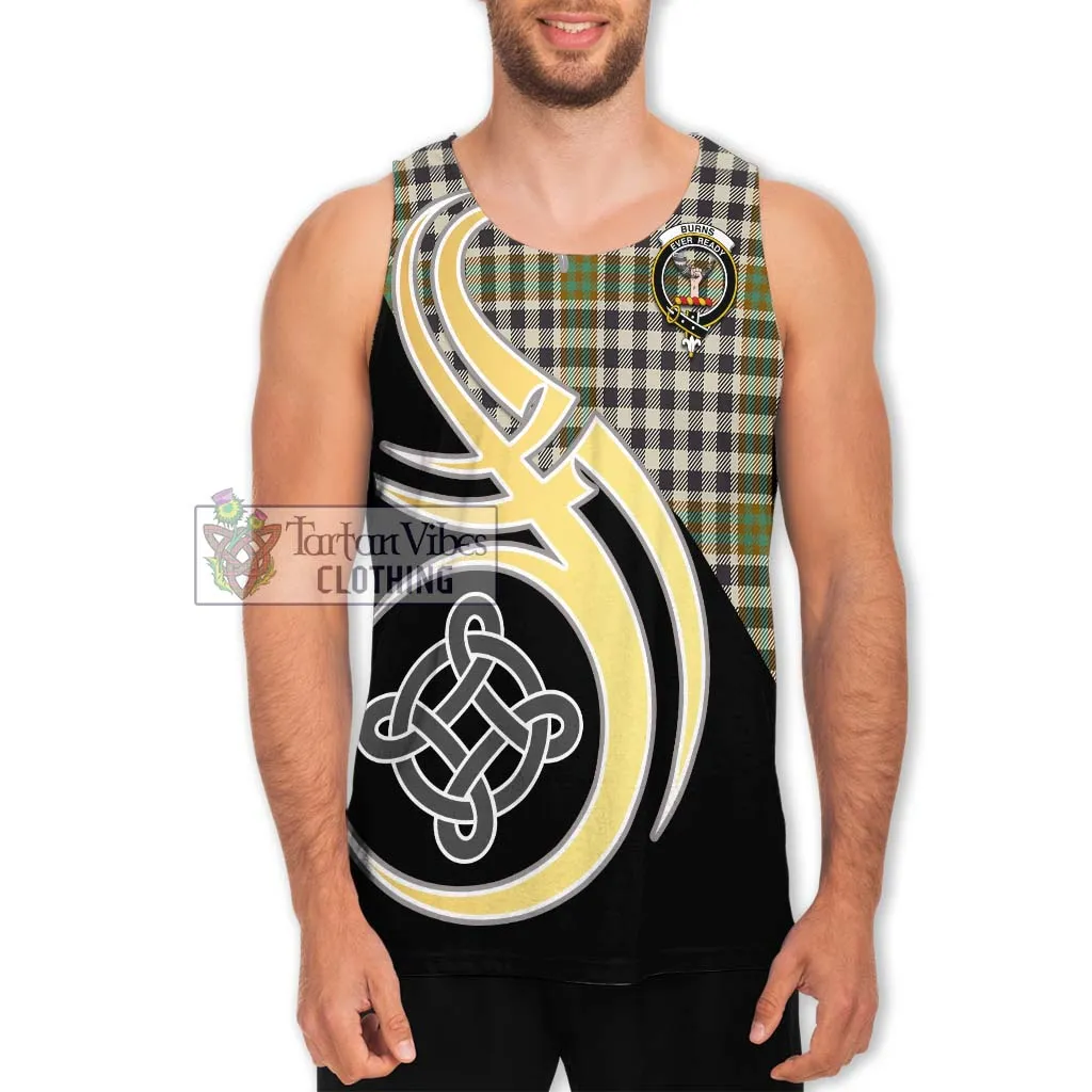 Burns Check Tartan Men's Tank Top with Family Crest and Celtic Symbol Style