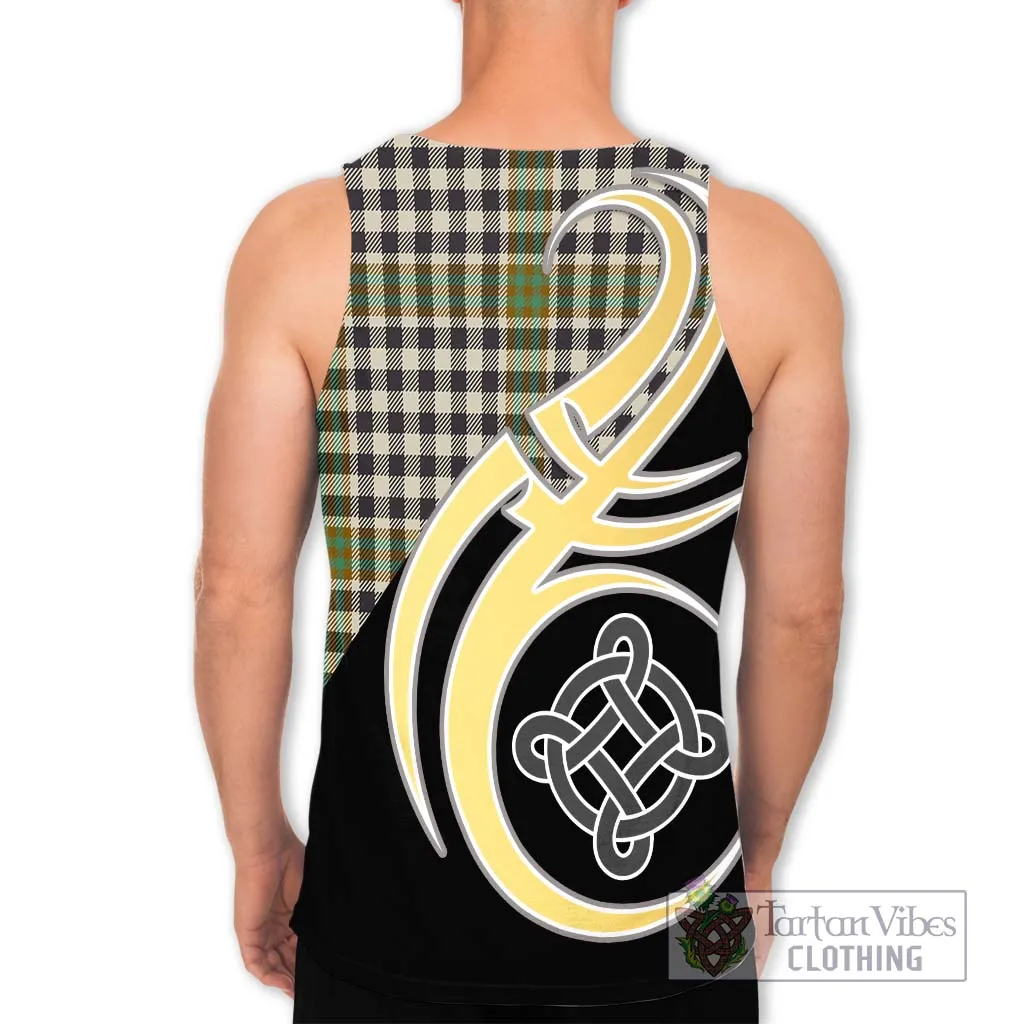 Burns Check Tartan Men's Tank Top with Family Crest and Celtic Symbol Style