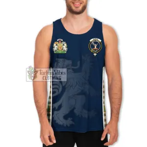 Burns Check Tartan Men's Tank Top with Family Crest and Lion Rampant Vibes Sport Style