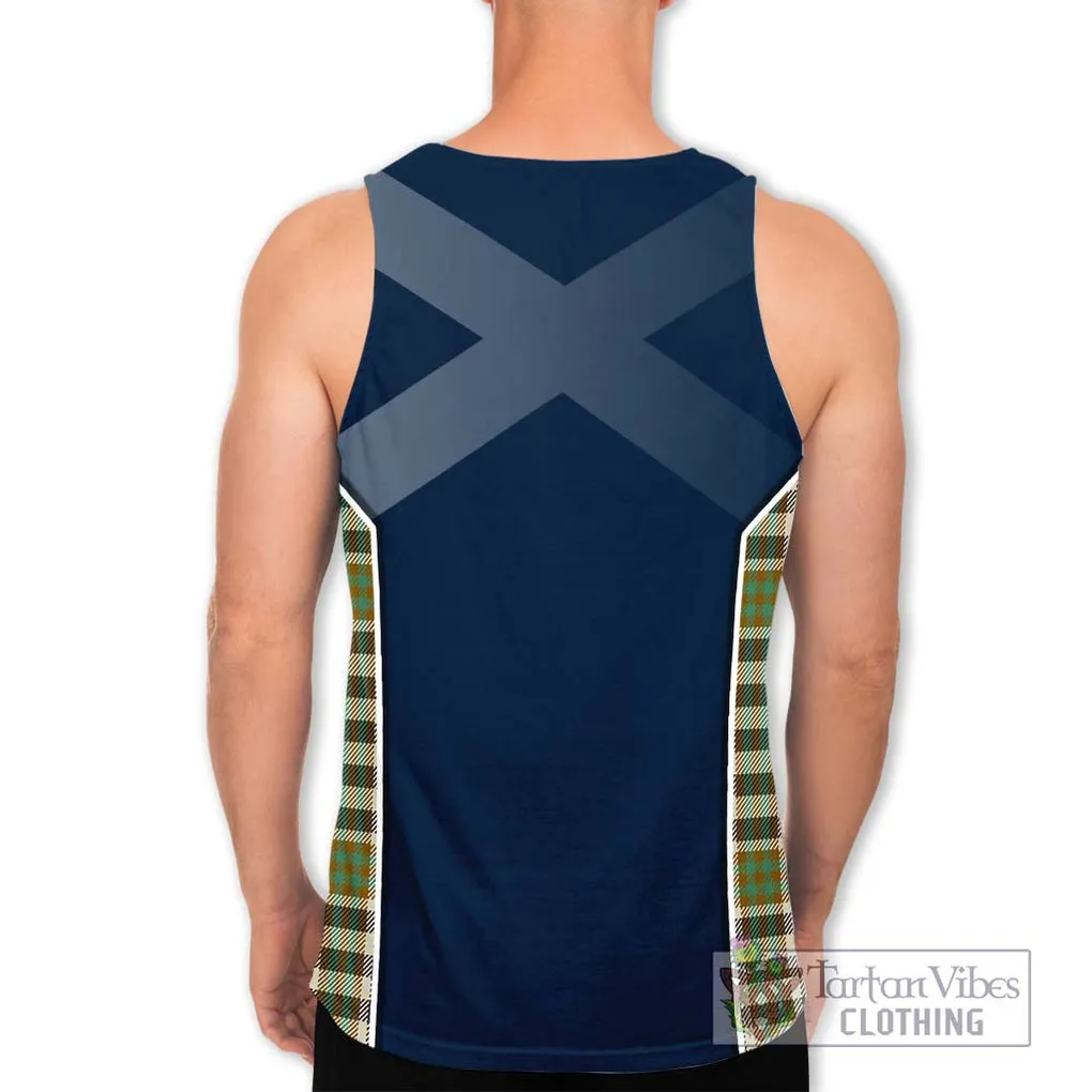 Burns Check Tartan Men's Tank Top with Family Crest and Lion Rampant Vibes Sport Style