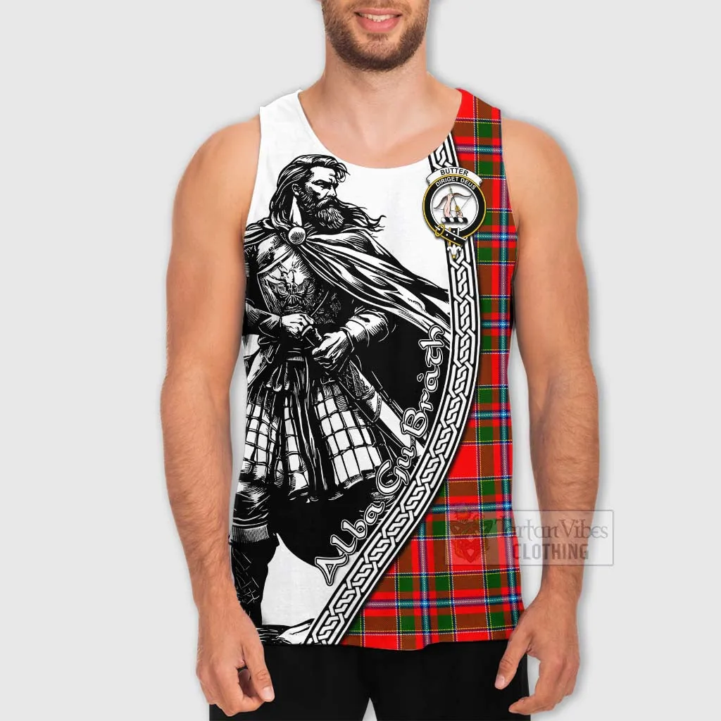 Butter Tartan Clan Crest Men's Tank Top with Highlander Warrior Celtic Style