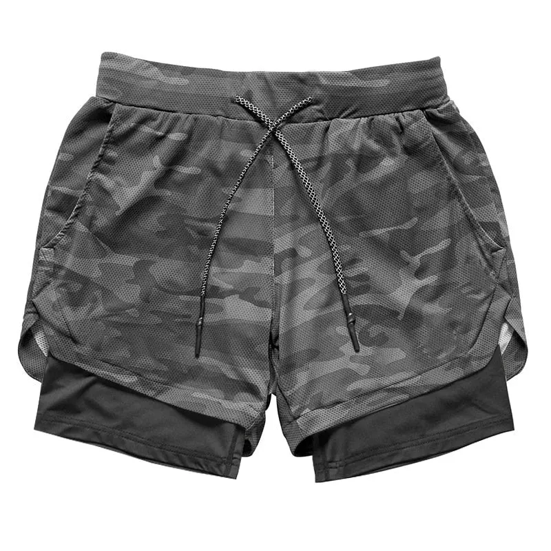 Camo Running Shorts Men 2 In 1 Double-deck