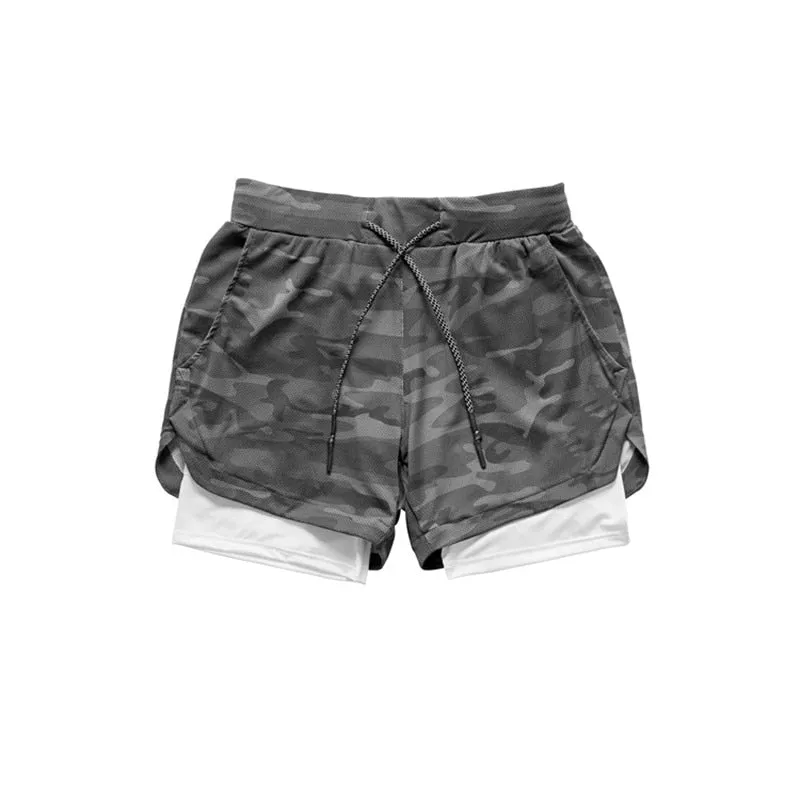 Camo Running Shorts Men 2 In 1 Double-deck