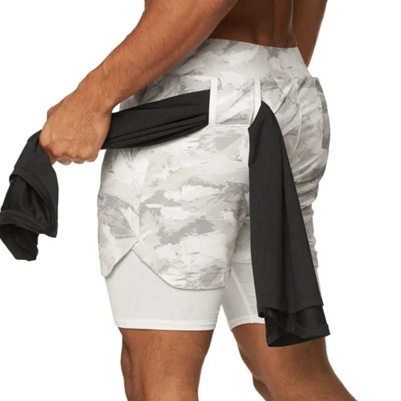 Camo Running Shorts Men 2 In 1 Double-deck