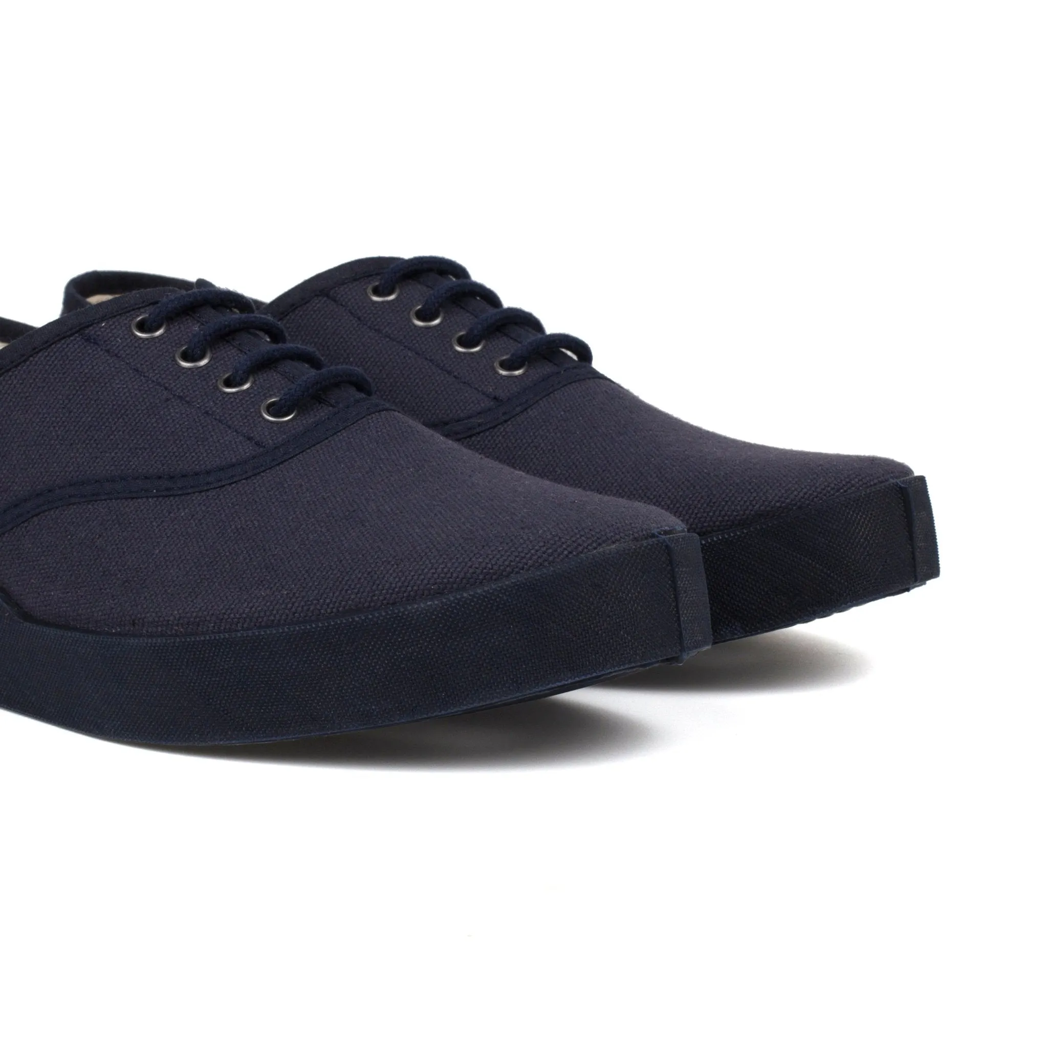 Capri Organic Cotton Canvas Plimsoll Sneakers - Navy Blue