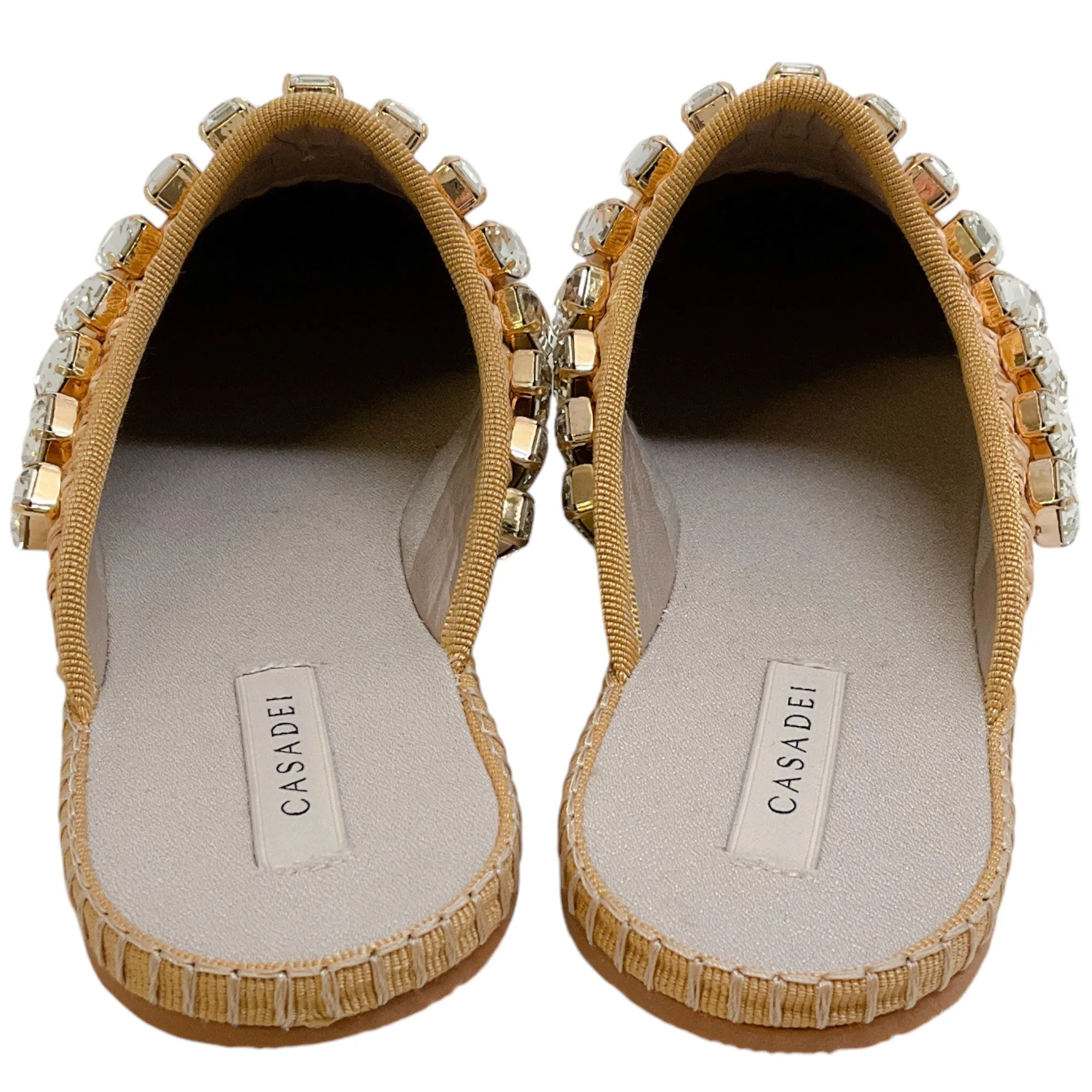 Casadei Toffee Rattan Capalbio Crystal Slides