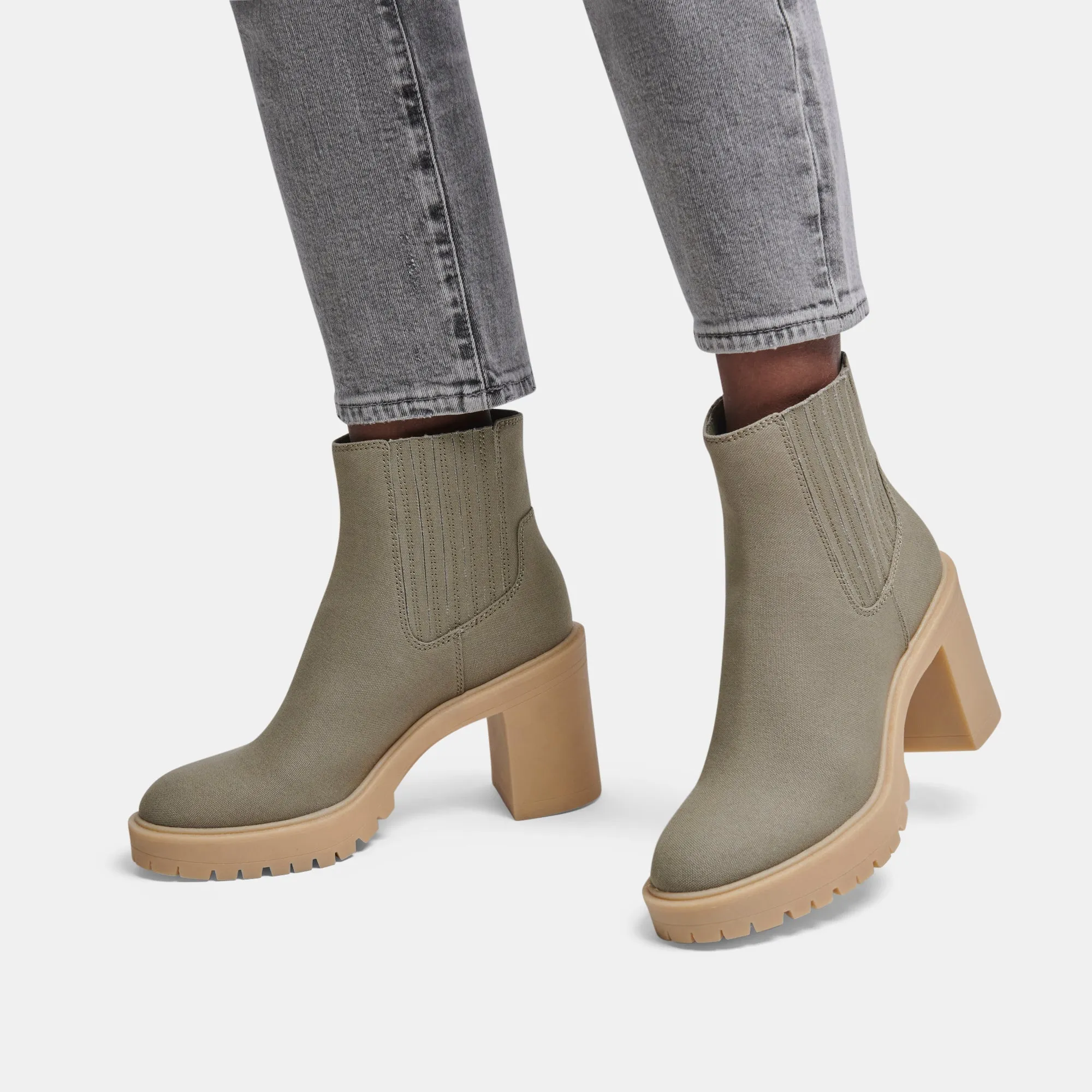 CASTER BOOTIES SAGE CANVAS