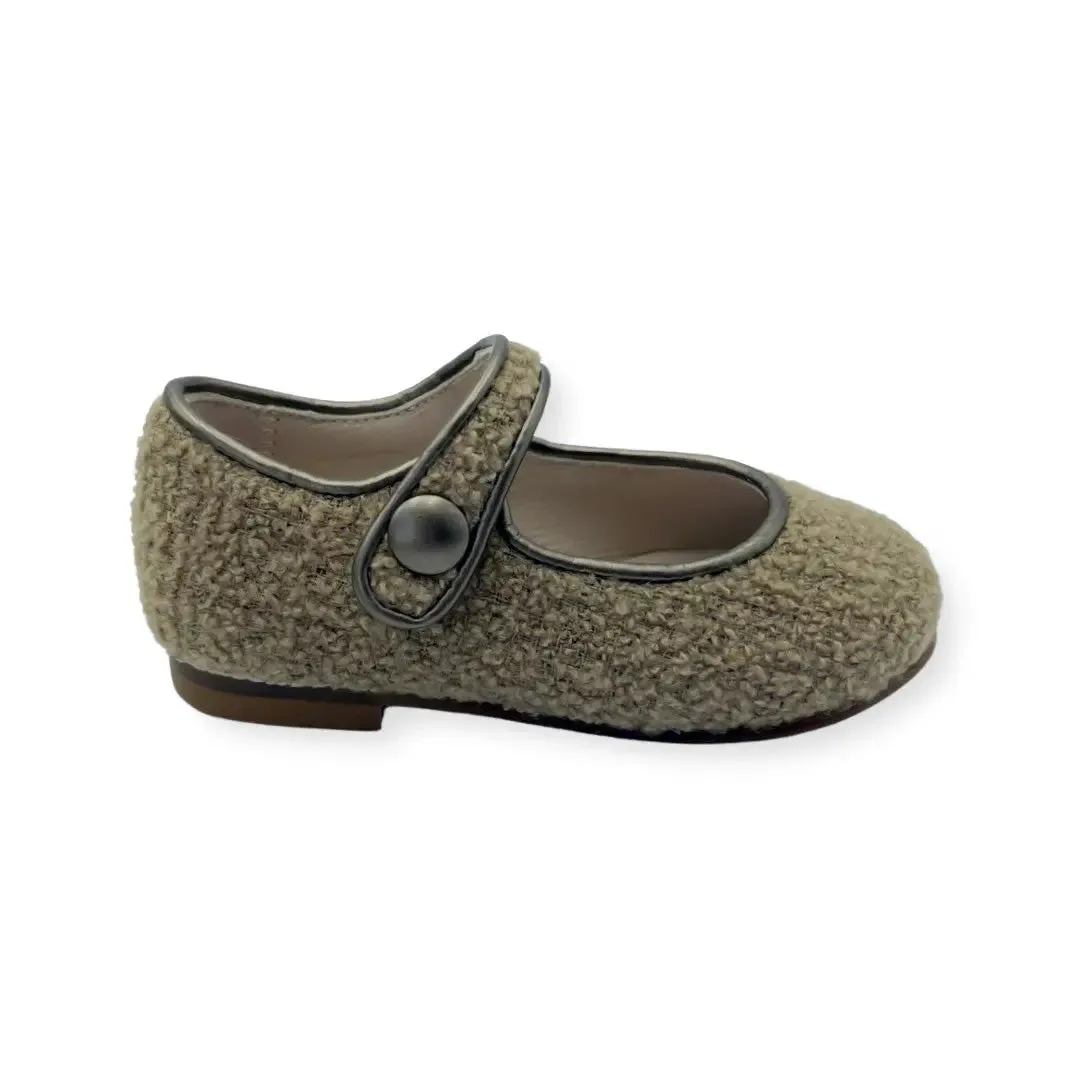 Charlotte- Taupe Bouclé Mary Jane Shoes