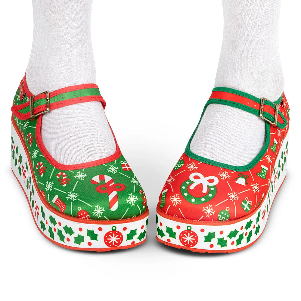 Chocolaticas® Cozy Christmas Women's Mary Jane Platform