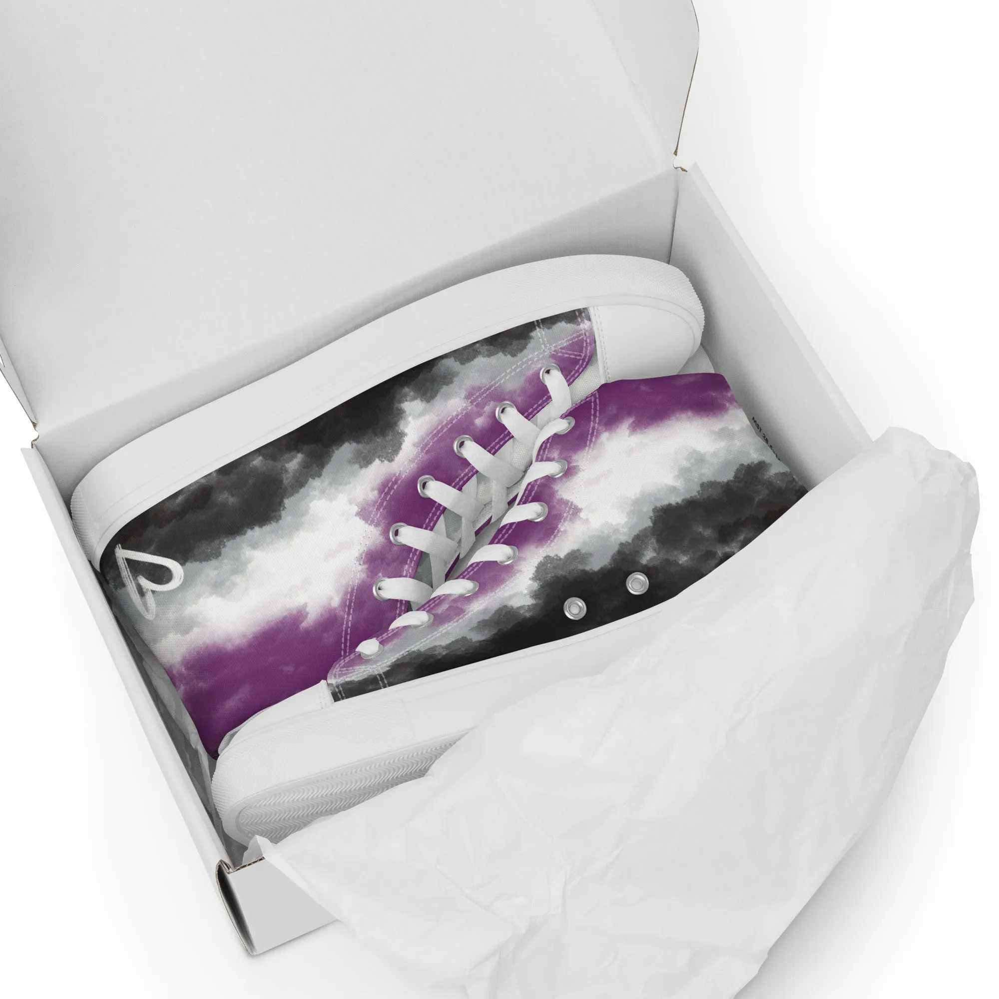 Cloudy Asexual High Top Canvas Shoes (Fem Sizing)