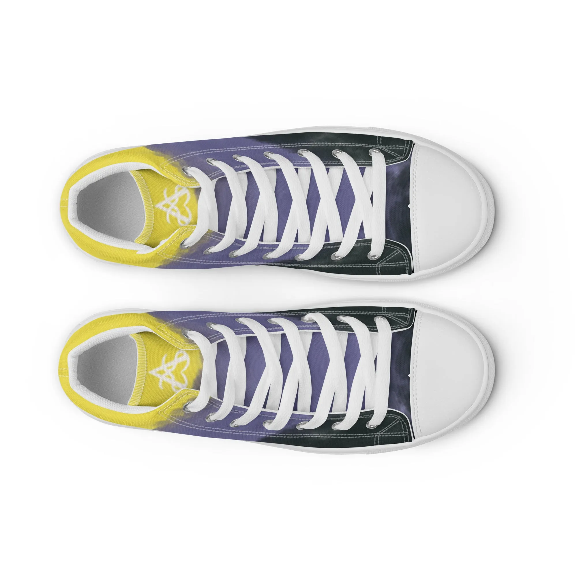 Cloudy Non-Binary High Top Canvas Shoes (Fem Sizing)