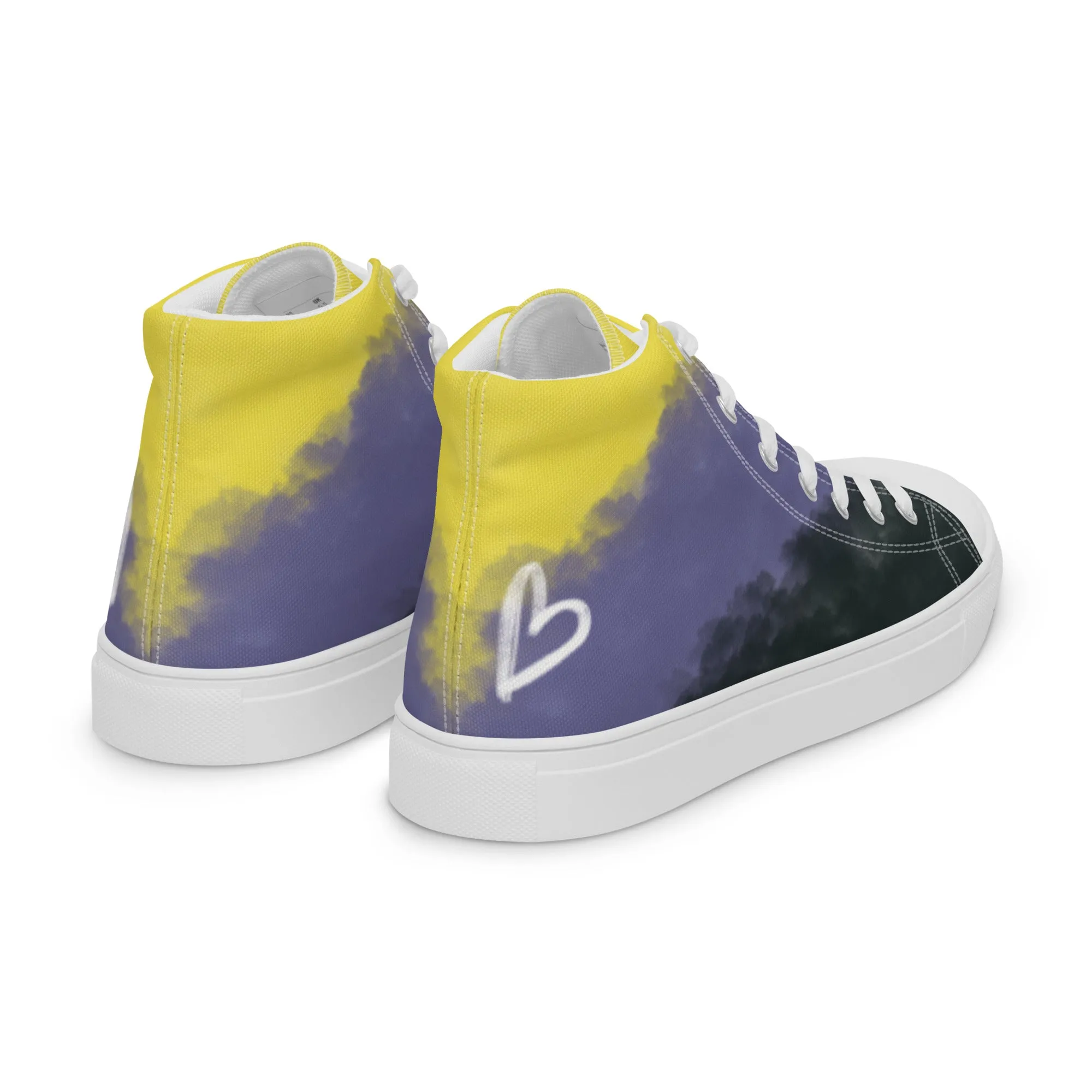 Cloudy Non-Binary High Top Canvas Shoes (Fem Sizing)