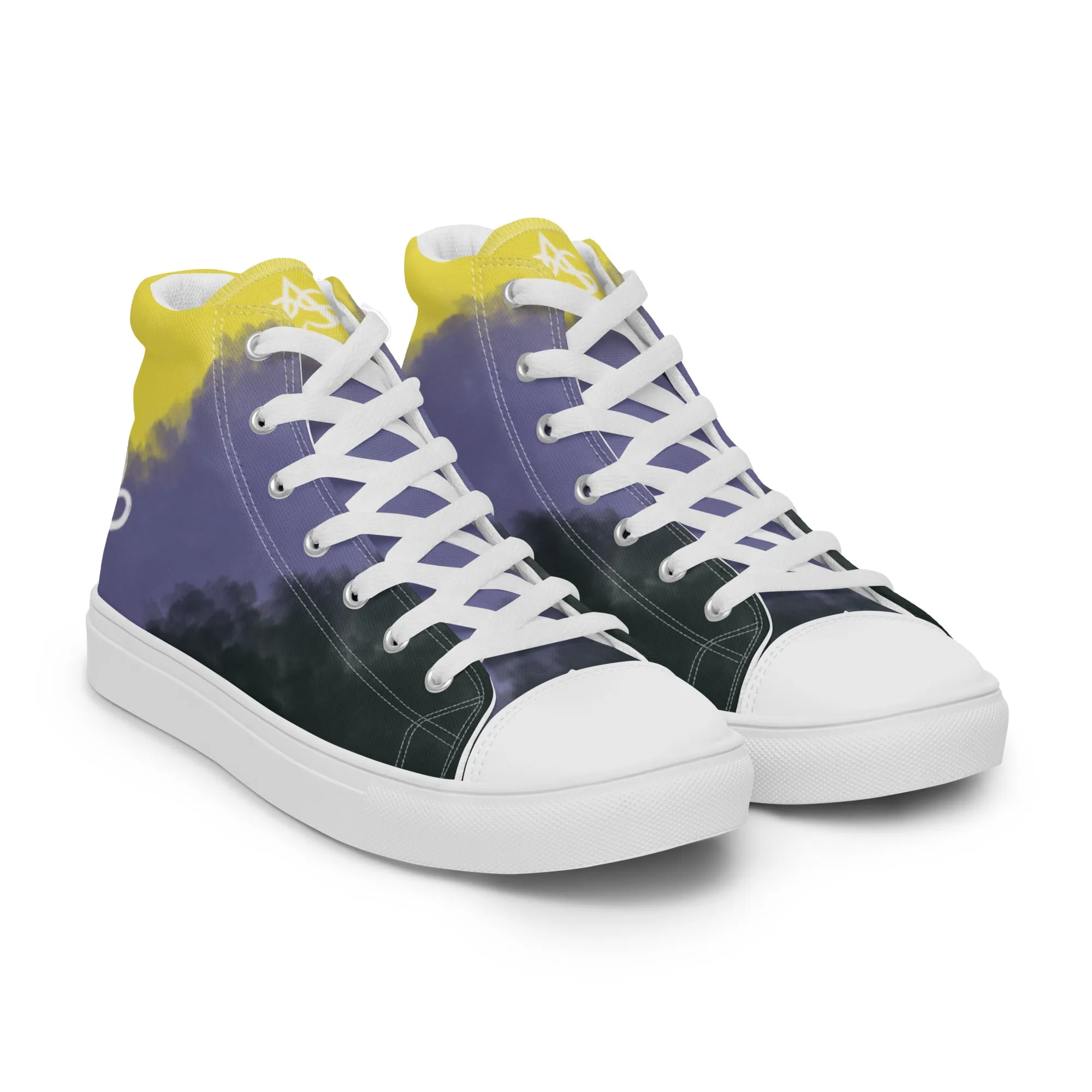 Cloudy Non-Binary High Top Canvas Shoes (Fem Sizing)