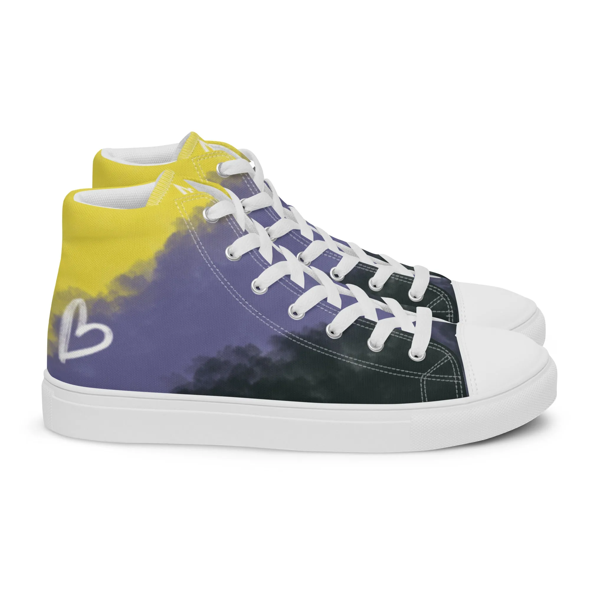 Cloudy Non-Binary High Top Canvas Shoes (Fem Sizing)