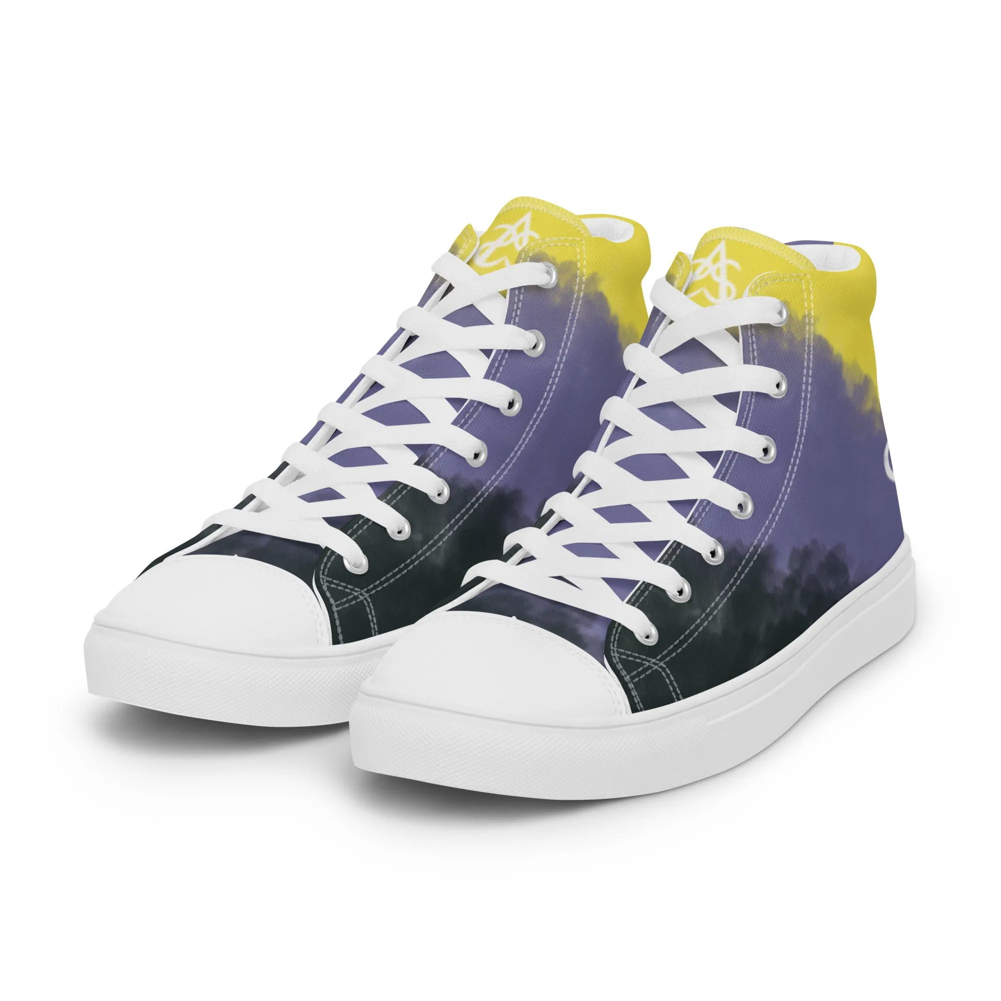 Cloudy Non-Binary High Top Canvas Shoes (Fem Sizing)