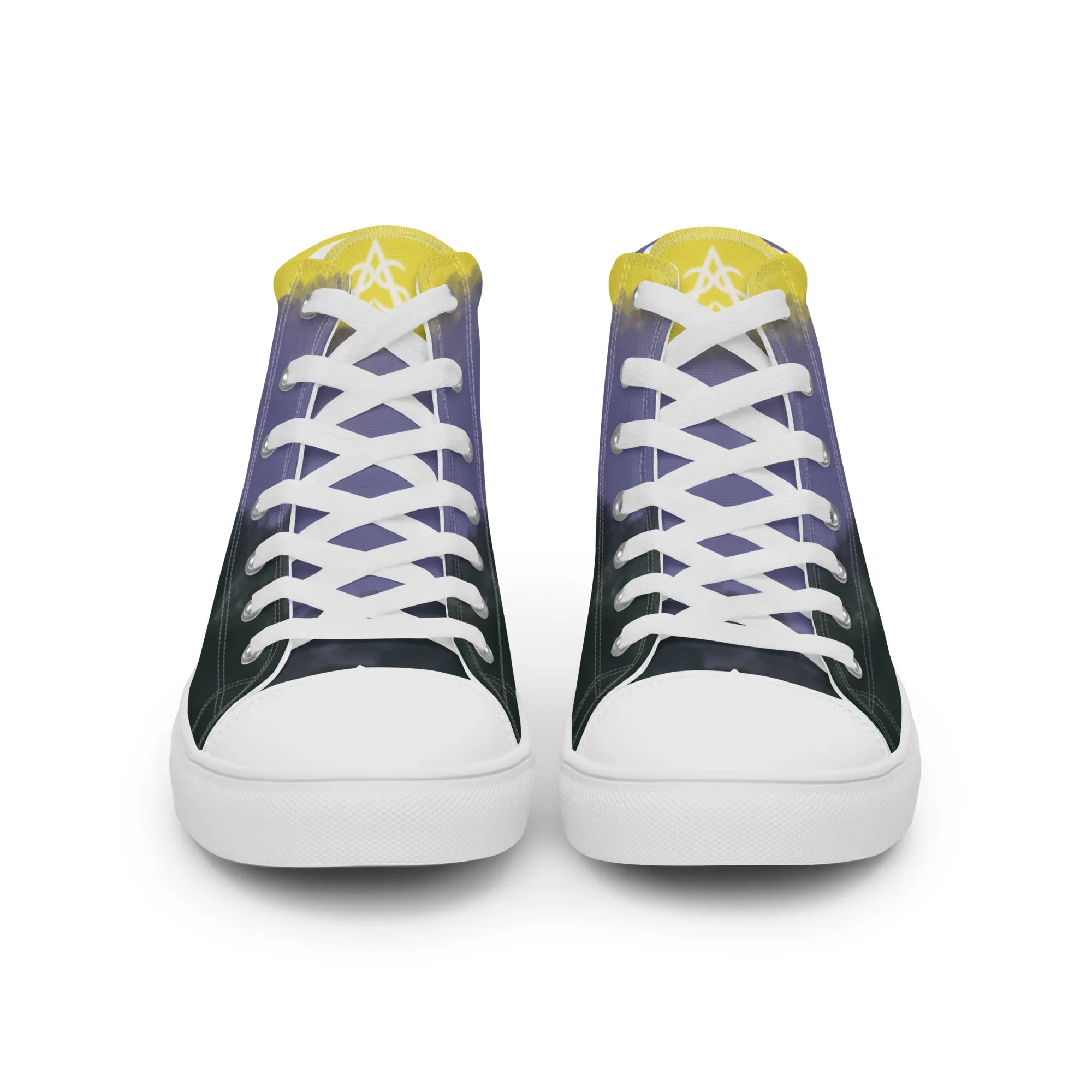 Cloudy Non-Binary High Top Canvas Shoes (Fem Sizing)