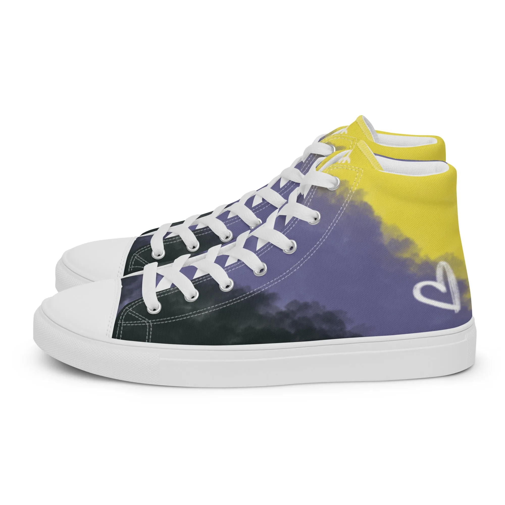 Cloudy Non-Binary High Top Canvas Shoes (Fem Sizing)