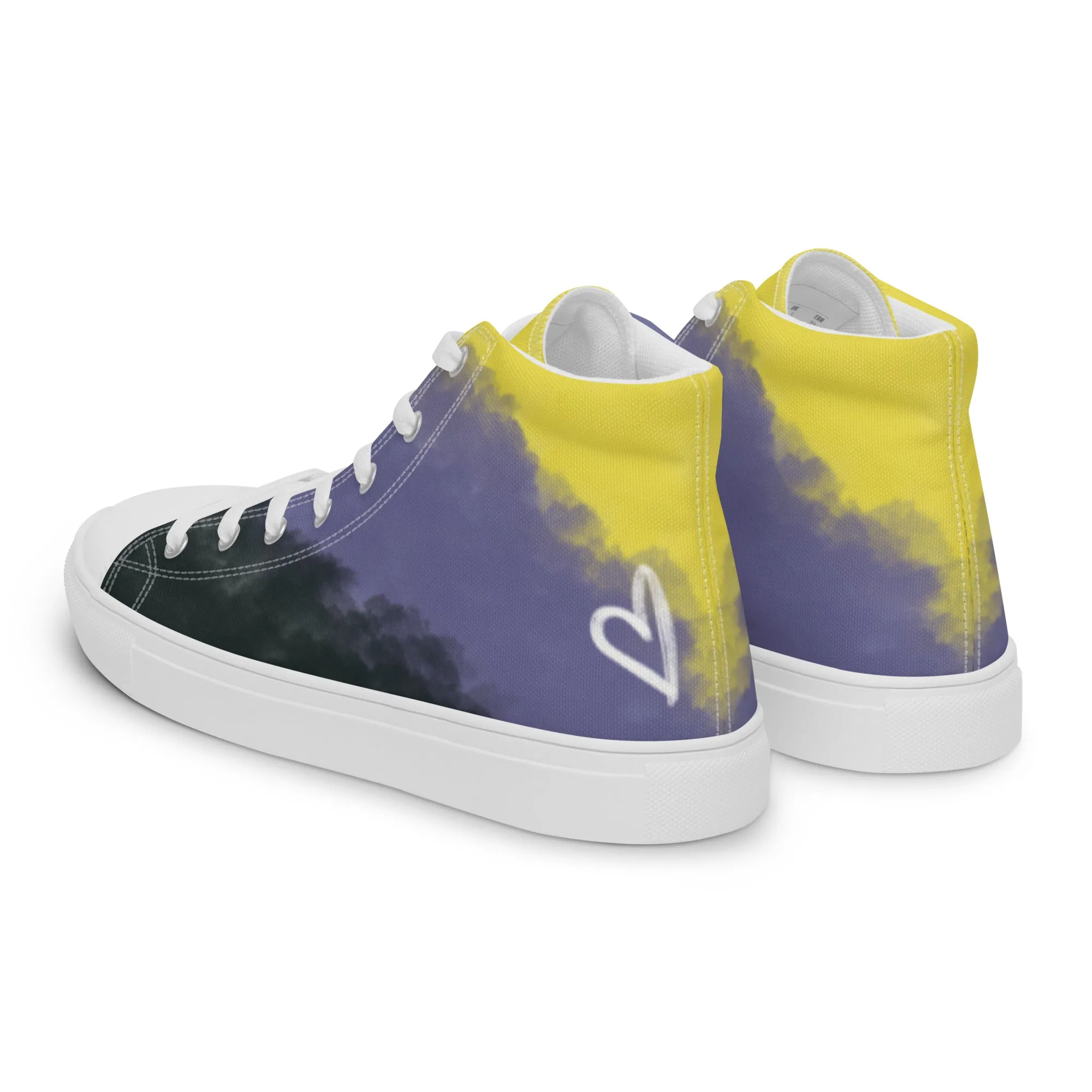 Cloudy Non-Binary High Top Canvas Shoes (Fem Sizing)