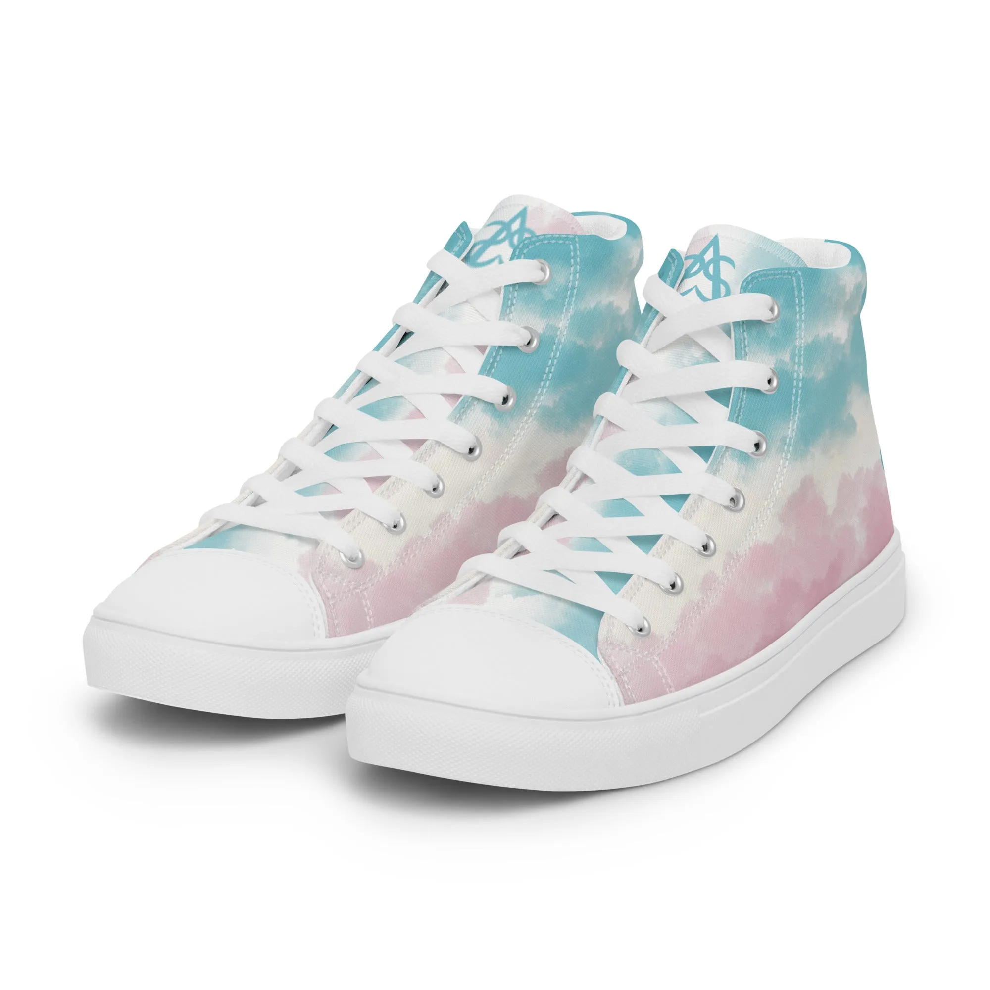 Cloudy Transgender Pride High Top Canvas Shoes (Fem Sizing)