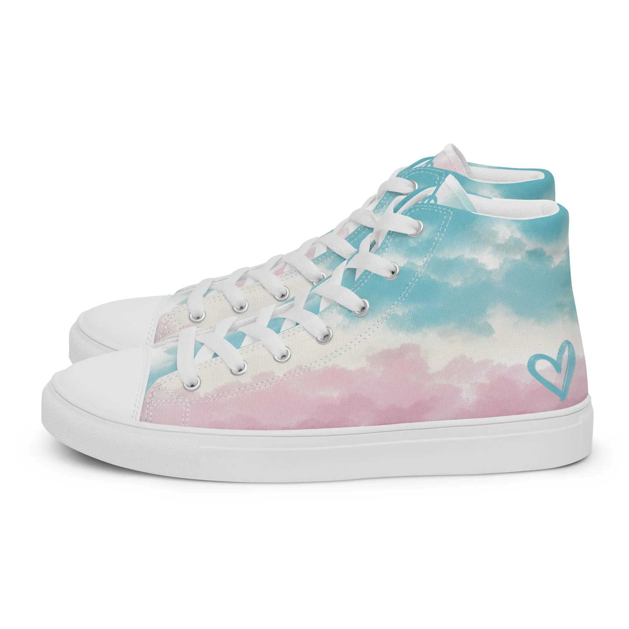 Cloudy Transgender Pride High Top Canvas Shoes (Fem Sizing)