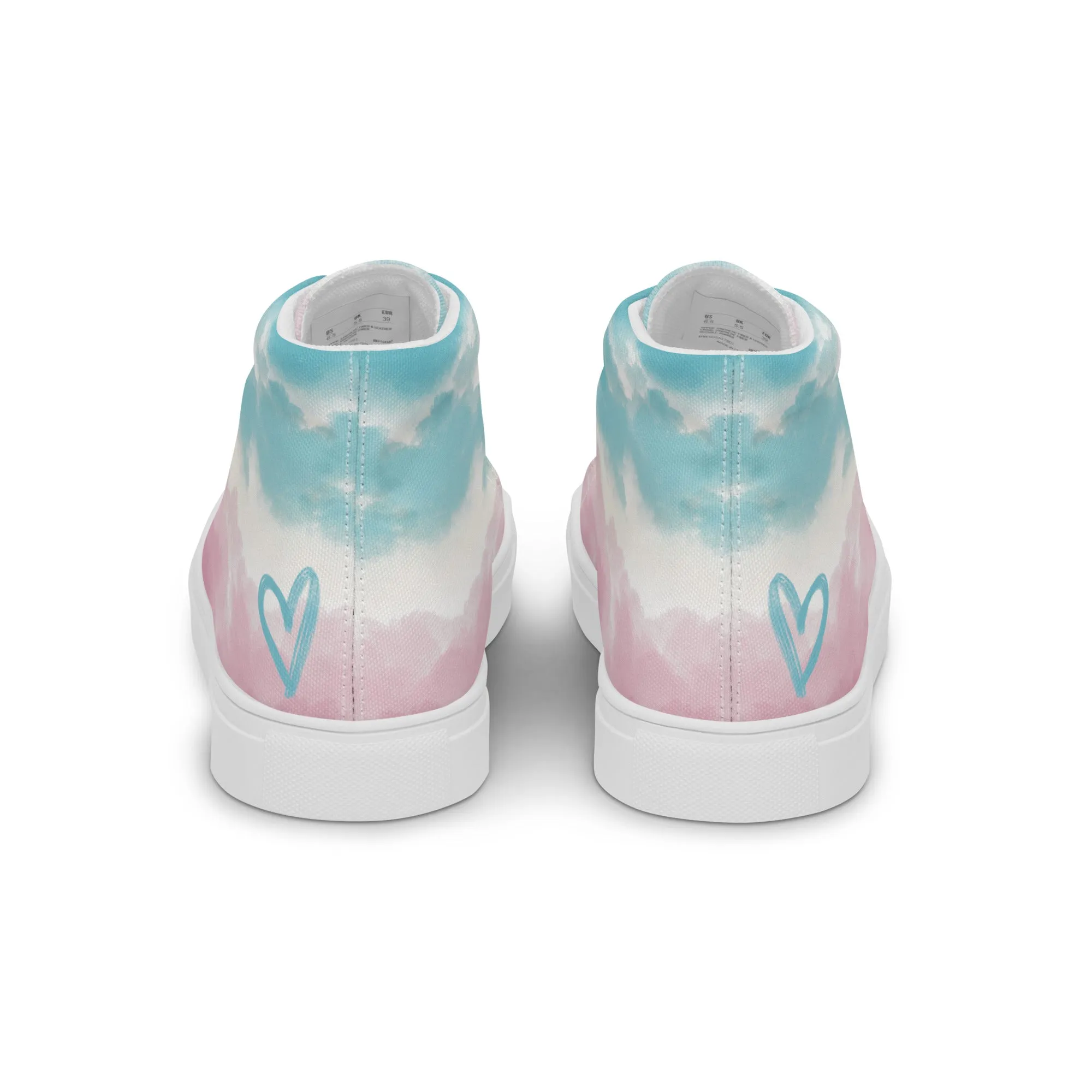 Cloudy Transgender Pride High Top Canvas Shoes (Fem Sizing)