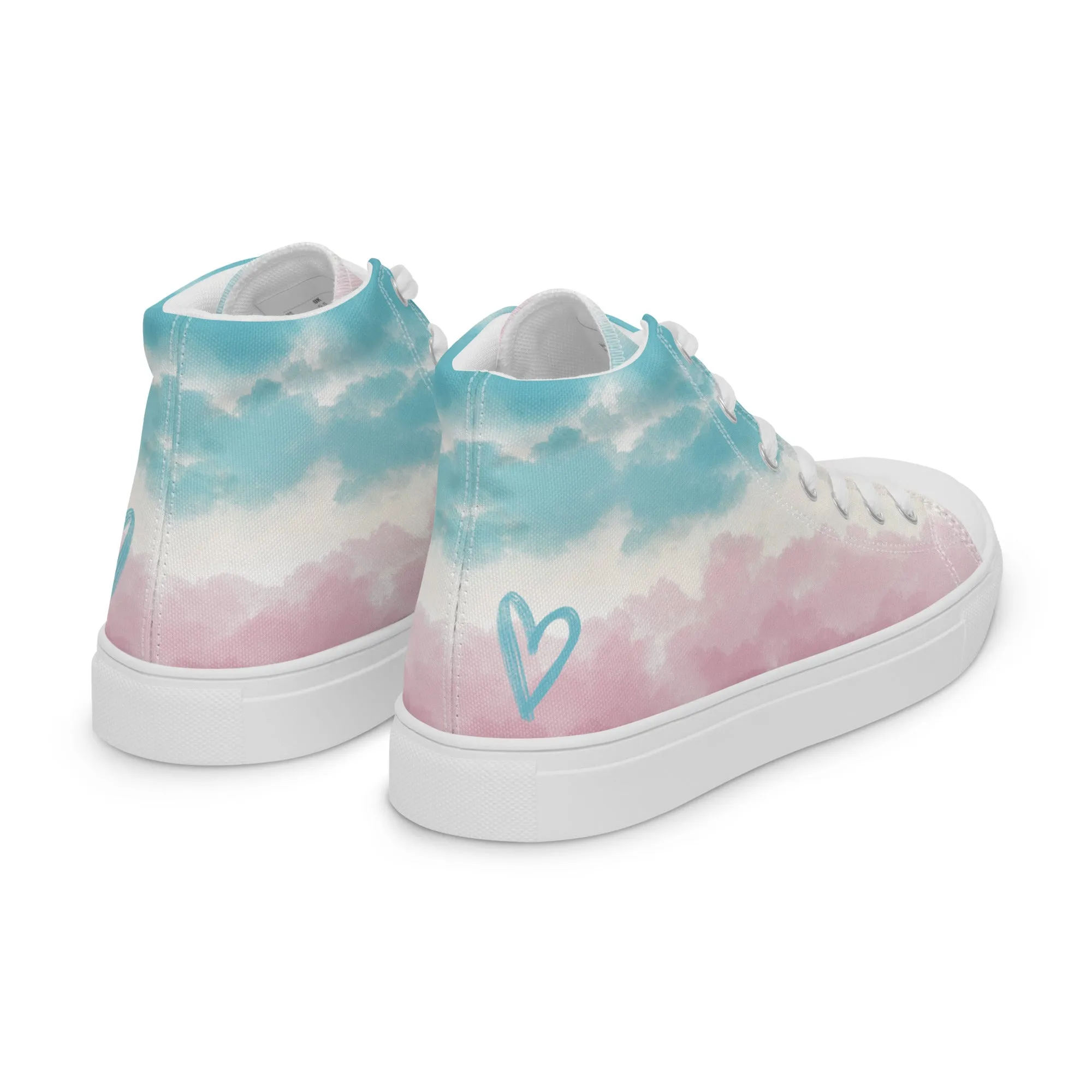 Cloudy Transgender Pride High Top Canvas Shoes (Fem Sizing)