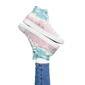 Cloudy Transgender Pride High Top Canvas Shoes (Fem Sizing)