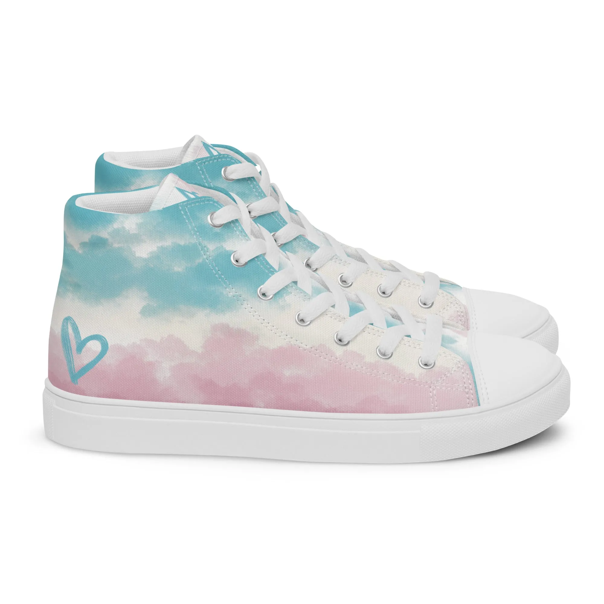 Cloudy Transgender Pride High Top Canvas Shoes (Fem Sizing)