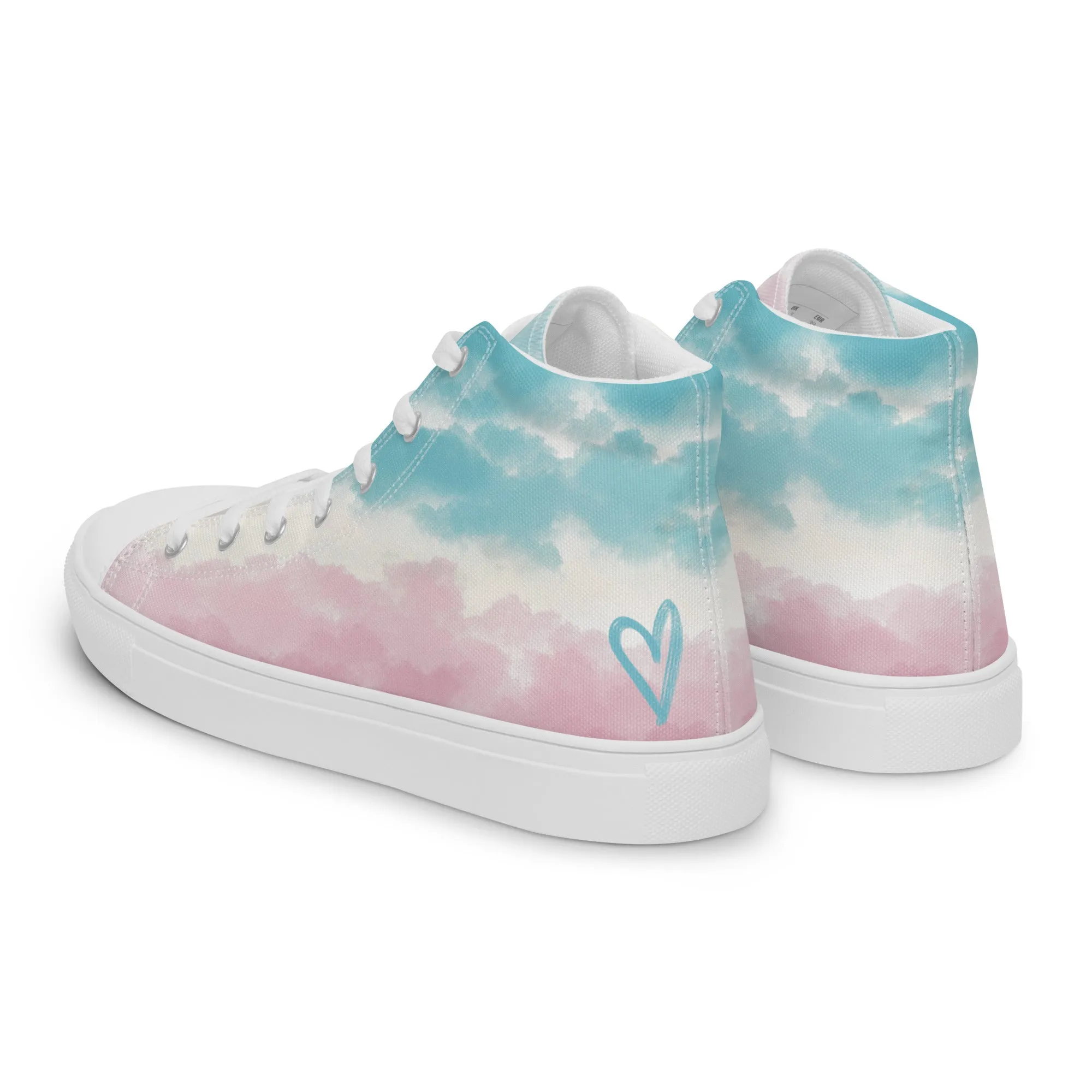 Cloudy Transgender Pride High Top Canvas Shoes (Fem Sizing)