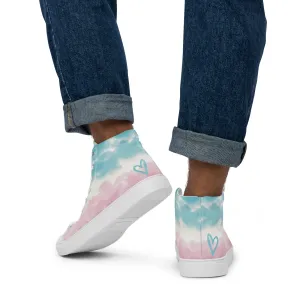 Cloudy Transgender Pride High Top Canvas Shoes (Masc Sizing)