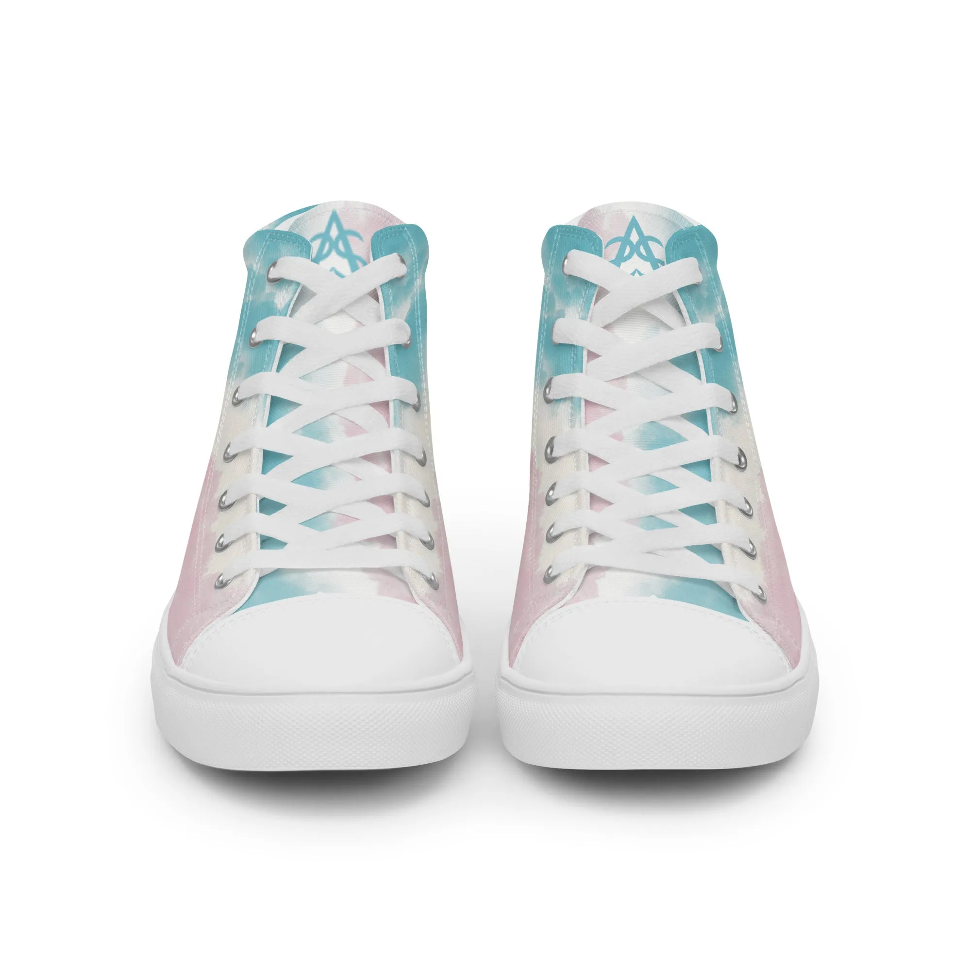 Cloudy Transgender Pride High Top Canvas Shoes (Masc Sizing)