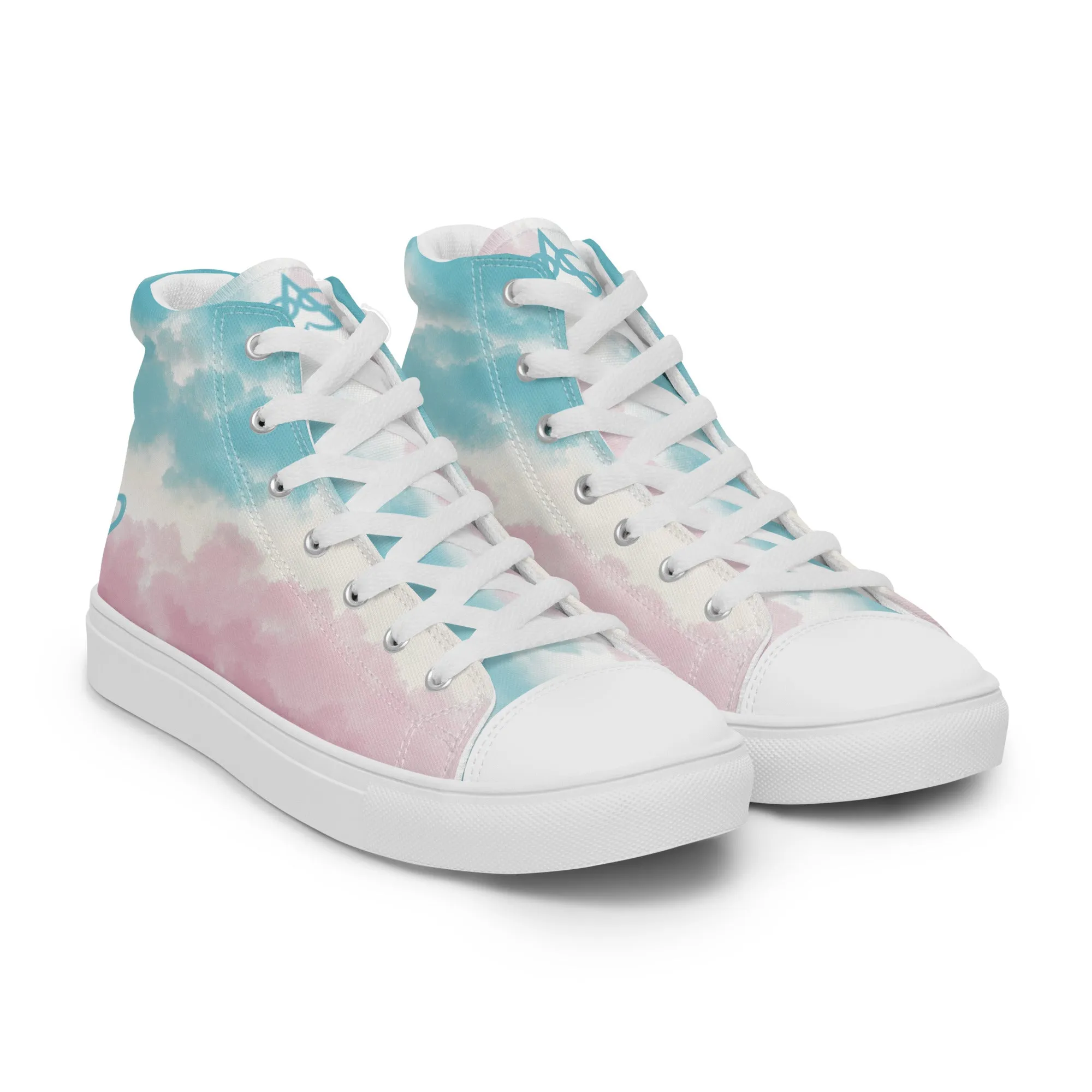 Cloudy Transgender Pride High Top Canvas Shoes (Masc Sizing)