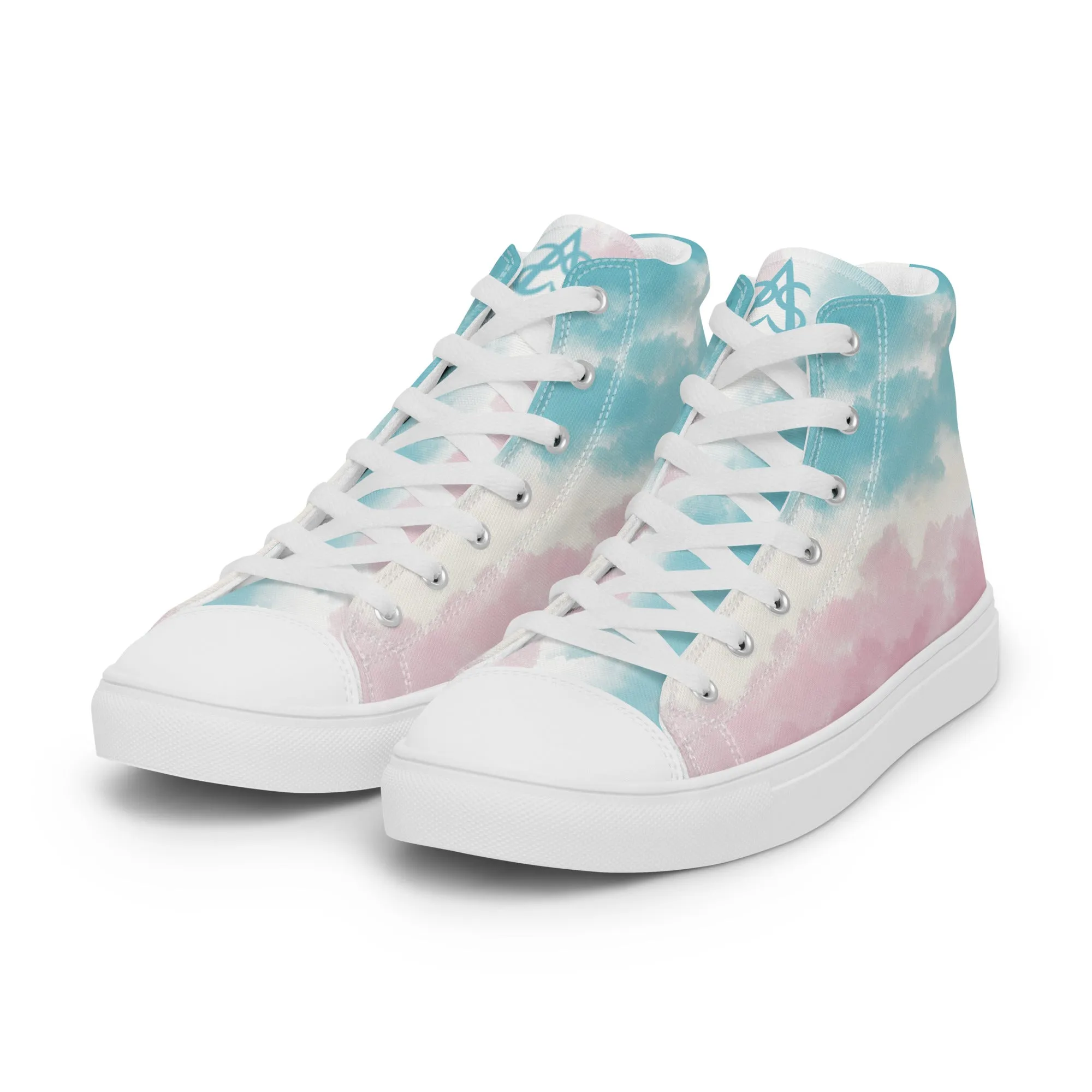 Cloudy Transgender Pride High Top Canvas Shoes (Masc Sizing)