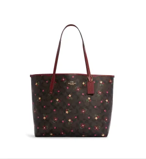 Coach Women's Brown Multi City Tote In Signature Canvas With Heart Petal Print