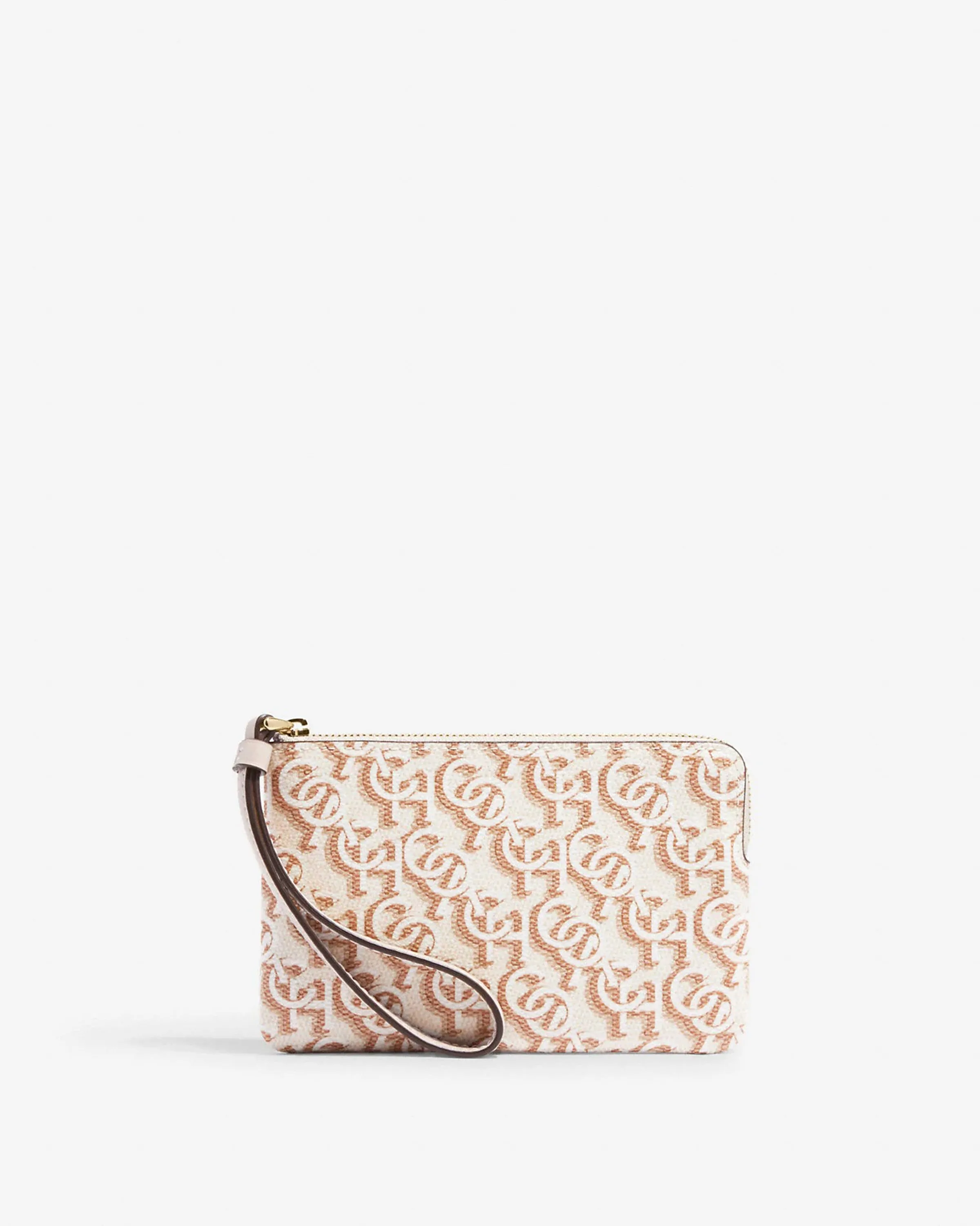 Coach Women's Chalk Corner Zip Wristlet With Coach Monogram Print