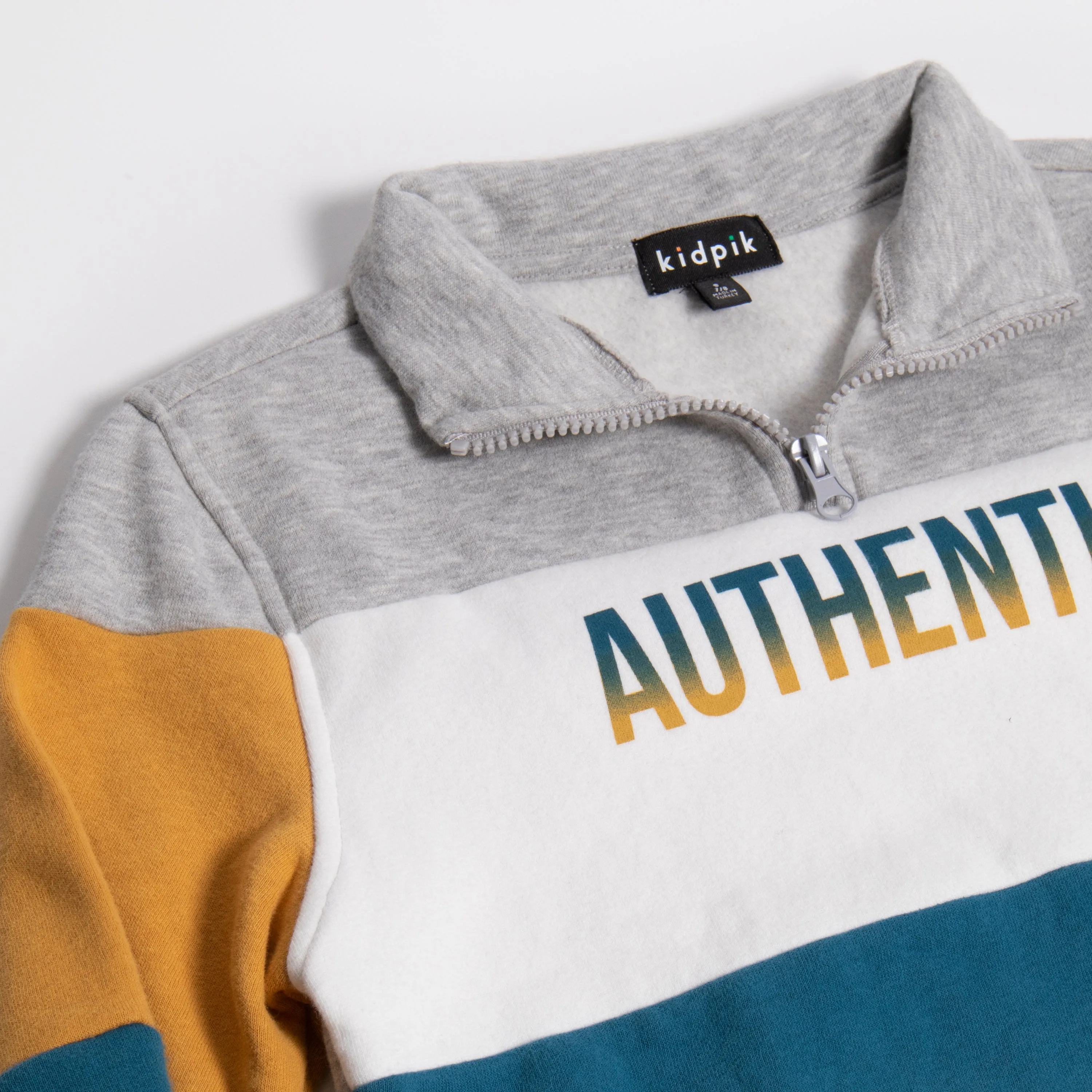 Colorblock Zip Neck Pullover