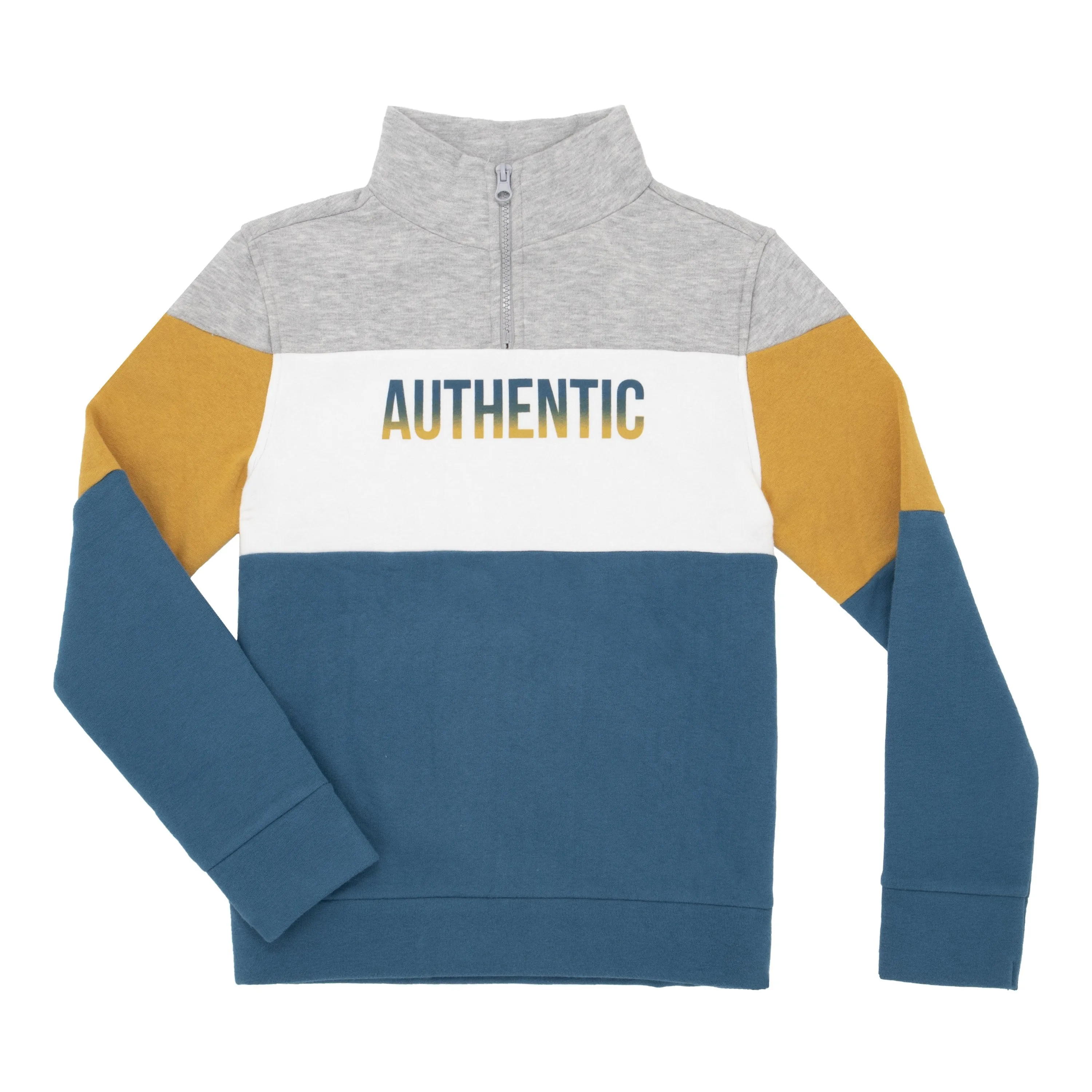 Colorblock Zip Neck Pullover