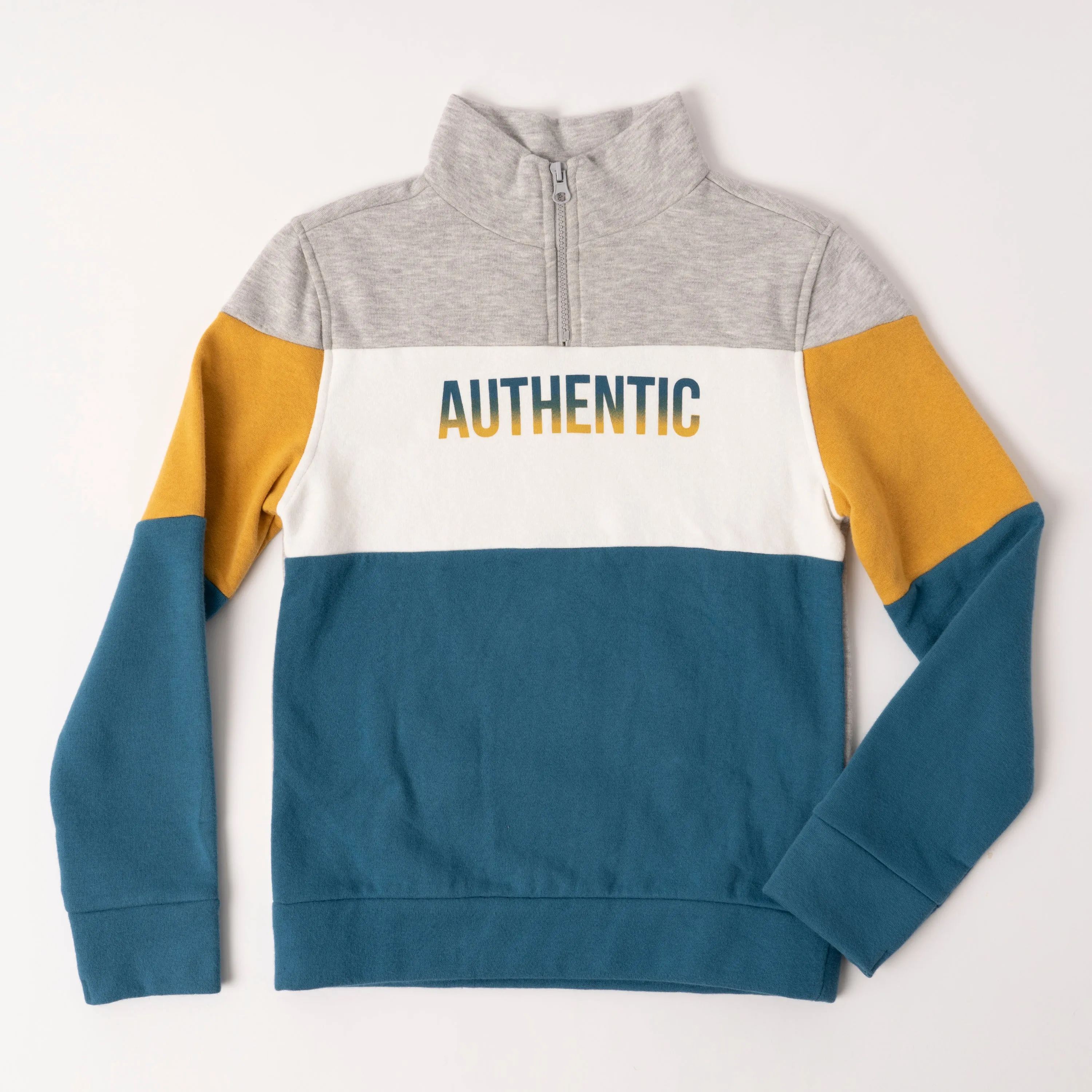 Colorblock Zip Neck Pullover