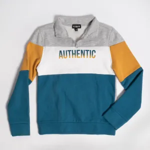 Colorblock Zip Neck Pullover