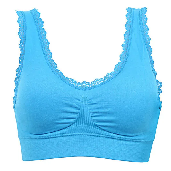 Comfort Sports Bras Lace Trim Size Women Padded Wireless Yoga Gym Bra Clothing