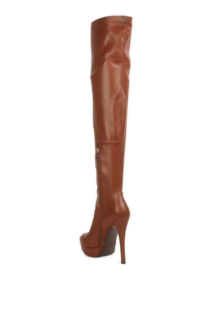 confetti stretch pu high heel long boots